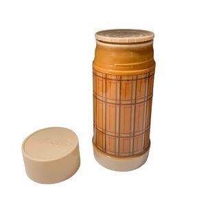 Vintage Aladdin Best Buy Thermos 10oz Bottle Wide Mouth Brown Plaid WM4020